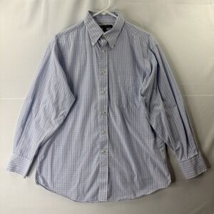 Tommy Hilfiger Mens‎ Medium Blue Gingham Check Button Down Collared Shirt Work